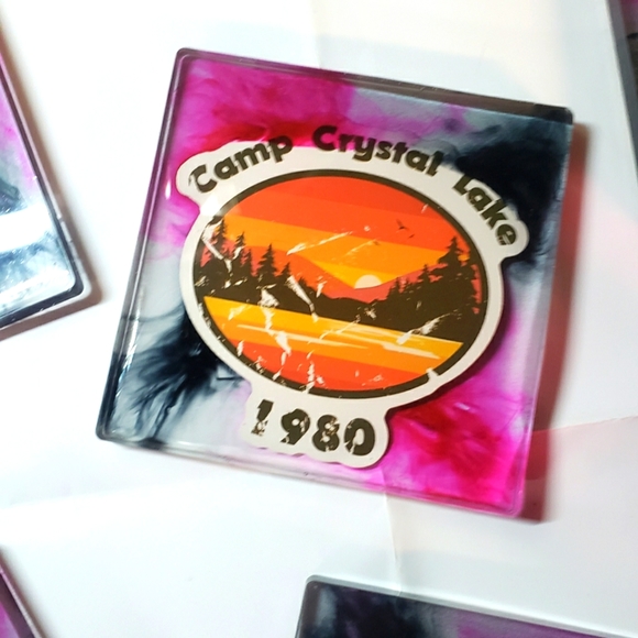 Jason Themed Coasters + Holder/Horror/Resin Coasters/Square/5pc plus holder - Picture 5 of 12